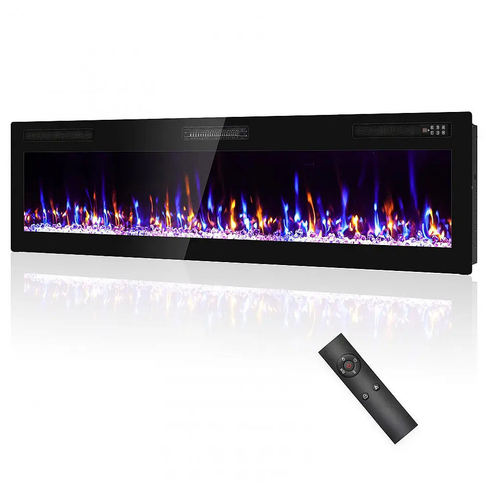 Lareira Elétrica Eueiriup 183x46cm 1500W 12 Cores LED Controle Touch Embutir 110V