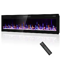 Lareira Elétrica Eueiriup 183x46cm 1500W 12 Cores LED Controle Touch Embutir 110V