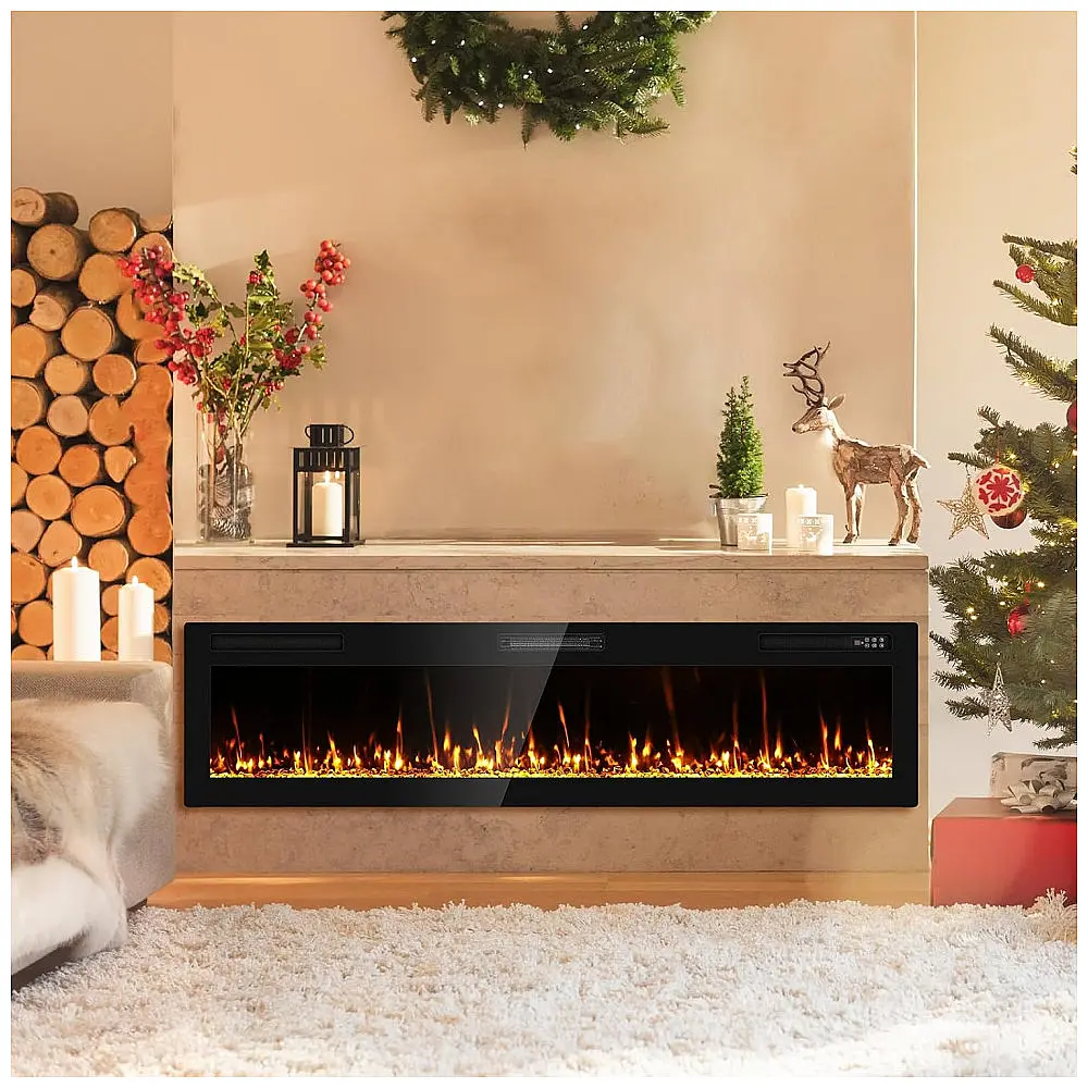 Lareira Elétrica Eueiriup 183x46cm 1500W 12 Cores LED Controle Touch Embutir 110V — foto 3