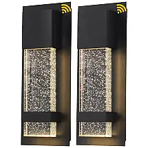 Dalks Arandela Luminária Externa de Parede à prova dágua com Sensor, Base E27 9W 3000K, 2 Unidades, DALKSDCI, Preto