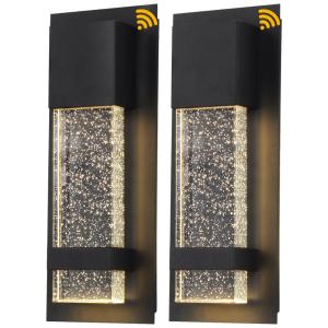 Dalks Arandela Luminária Externa de Parede à prova dágua com Sensor, Base E27 9W 3000K, 2 Unidades, DALKSDCI, Preto