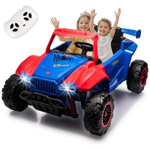 Carro Elétrico Infantil, Jeep com Controle Remoto, 2 Lugares, Suspensão de Mola, Música e Luzes LED, 24V, BCARORUR, Azul e Vermelho