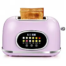 Torradeira 2 Fatias Roter Mond Rosa Lilás Display Touch 6 Tipos de Pão 9 Níveis Funções Bagel, Reaquecer e Descongelar 1400W 110V