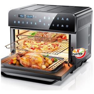 HWOIUIA Fritadeira Elétrica Air Fryer 25L Multifuncional com Painel de Controle Digital, 1800W, 110v, HWOIUA 25LKXEU, Preto