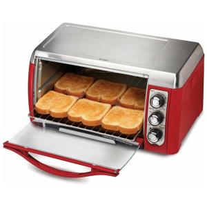 Forno Elétrico de Bancada 31335 com Controle de Temperatura e Temporizador, Aço Inoxidável, 110v, HAMILTON BEACH 31335D, Vermelho