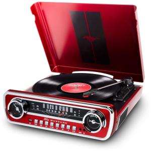 Mustang LP Toca Discos Vinil 4 em 1 com Alto falantes USB e Entrada Auxiliar, ION AUDIO MUSTANGLPRED, Vermelho