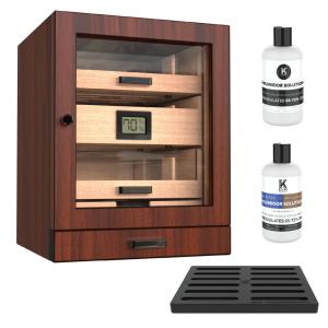 Umidor CASE ELEGANCE Luca, Caixa de Charutos Luxuosa com Cedro Espanhol, Display em Vidro, Sistema de Umidificação Fácil e Higrômetro