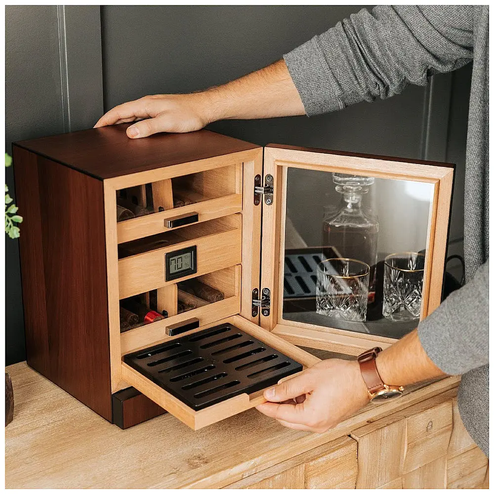 Humidor de Charutos Case Elegance Luca Marrom 80-100 Charutos com Cedro Espanhol e Higrômetro Digital — foto 2