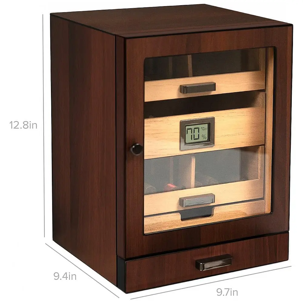Humidor de Charutos Case Elegance Luca Marrom 80-100 Charutos com Cedro Espanhol e Higrômetro Digital — foto 3
