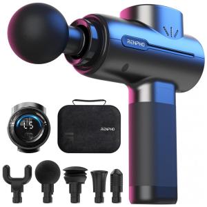 Massageador Pistola Elétrico Profissional Sem Fio com 5 Acessórios, Velocidades 3200 RPM, RENPHO, Preto