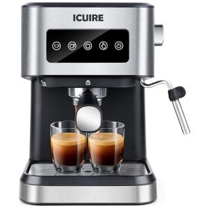 Máquina de Café Expresso Semi Automática 20 Bar 1,5 Litros Aço Inoxidável, 110V 1050W, ICUIRE, Prata