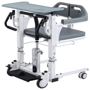 PAYRFV Cadeira de Banho Móvel com Elevador de Transferência Hidráulico e Assento Dividido, até 99 kg, Cinza