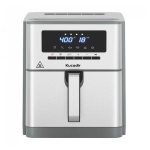 Air Fryer 9,5L com Cesta Antiaderente Revestida de Cerâmica, 6 Funções e Controle de Temperatura, 110V 1700W, Kucadir, Cinza