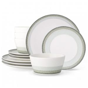 Aparelho de Jantar para Todas as Ocasiões com 12 Peças, Formato Redondo e Material de Porcelana, Noritake G037-12E, Colorido