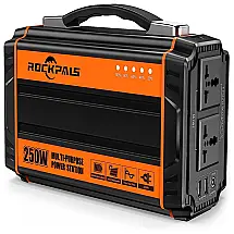 ROCKPALS Estação de Energia Portátil 250W DC 12V e USB Luzes LED Peso 2,5kg Ideal para Camping e Emergências