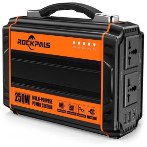 ROCKPALS Estação de Energia Portátil 250W DC 12V e USB Luzes LED Peso 2,5kg Ideal para Camping e Emergências