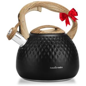 Chaleira de Chá 2.7 Litros em Aço Inoxidável com Apito, Rádio Hauce. Branca