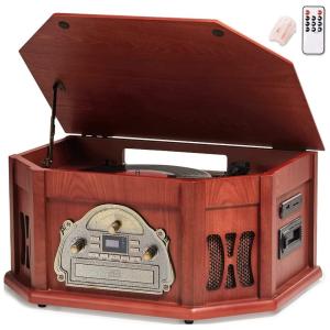 ORCC Vitrola, Toca Discos c, Plataforma 3 Velocidades, c, Bluetooth e CD Player, sem fio, 45 RPM, Laranja