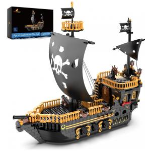 Kit de Construção Navio com 1288 Peças, JMBricklayer, Preto