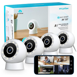 Câmera de Segurança com Fio Externa 2K Visão Noturna Áudio de 2 Vias 2.4G IP65, 4UN, LaView, Branca