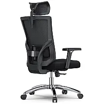Cadeira de Escritório Ergonômica Giratória com Apoio de Braços, Suporte Lombar Ajustável e Apoio de Cabeça, LETEUKE, Preto