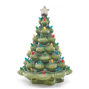 Enfeite de Natal em Porcelana, Árvore de Natal Iluminada, Lenox 890573, Verde