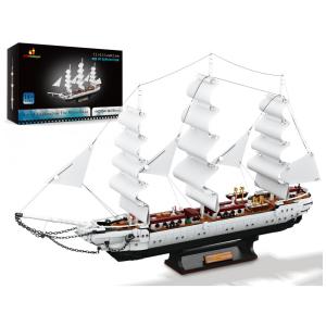 Kit de Construção Navio Cisne Branco com 1672 Peças, JMBricklayer, Branco