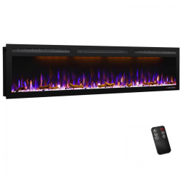 Lareira Elétrica de Embutir A45x182L com Controle Remoto e Digital, Luz LED, Chamas Multicolorida e Temporizador, 1500W, 110v, MYSTFLAME