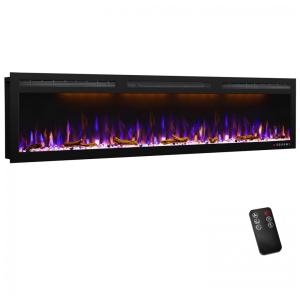 Lareira Elétrica de Embutir A45x182L com Controle Remoto e Digital, Luz LED, Chamas Multicolorida e Temporizador, 1500W, 110v, MYSTFLAME