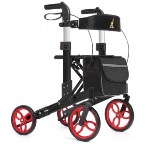 Andador Adulto Idoso DeerPlanet com Assento, Suporta até 226 Quilos, Preto