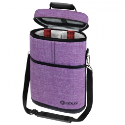 Bolsa Térmica para 2 Garrafas de Vinho OPUX, Cooler Isolado à Prova de Vazamentos, Ideal para Viagens, Piqueniques e Presente de Natal, Roxa