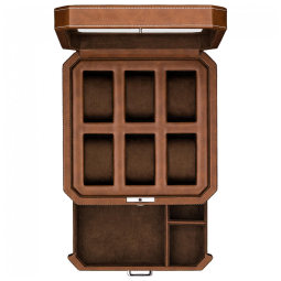 Caixa, Estojo para Relógios com 6 Compartimentos, ROTHWELL, Marrom