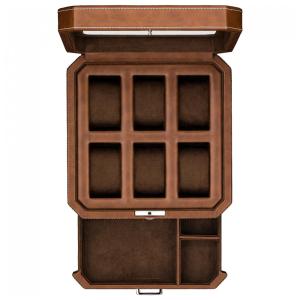 Caixa, Estojo para Relógios com 6 Compartimentos, ROTHWELL, Marrom