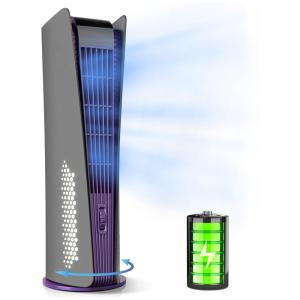 Ventilador de Torre Portátil Recarregável com Bateria de 10000mAh e 3 Velocidades, 5V 10W, SISMEL, Cinza