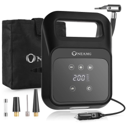 Mini Compressor de Ar Elétrico Automotivo Portátil 150 PSI 12V com Luz LED, ONEAMG, Preto