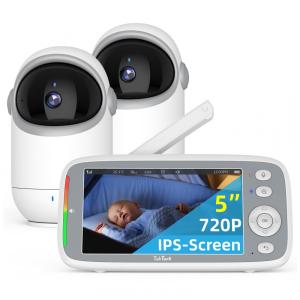Babá Eletrônica com Monitor HD, 2 Câmeras, VOX, Áudio e Alcance de 291M, TakTark BM813, Branca