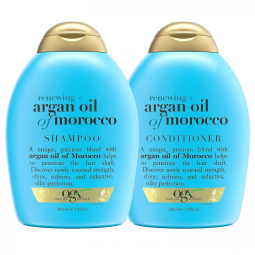 Shampoo e Condicionador 385 ml com Óleo de Argan para Cabelos Secos e Danificados, OGX 022796919106, Azul turquesa