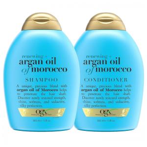 Shampoo e Condicionador 385 ml com Óleo de Argan para Cabelos Secos e Danificados, OGX 022796919106, Azul turquesa