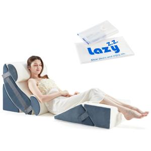 Conjunto de 6 Travesseiros Ortopédicos em Cunha de Espuma de Memória Ajustável para Alívio de Dor no Joelho, Lombar e Costas, Lazyziz, Cinza