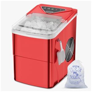 Máquina de Gelo com Capacidade 11 kg em 24H, Função de Autolimpeza e Colher, 110V 300W, FZF, Vermelha