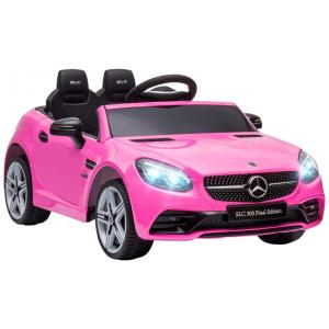 Carro Elétrico Infantil Licenciado Aosom Mercedes SLC 300 12V Rosa com Controle Remoto, Música, Luzes LED e Suspensão - Para Crianças de 3