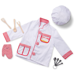 Kit Fantasia Chef de Cozinha Infantil com Acessórios para Crianças de 3 Anos a 6 Anos, Melissa & Doug
