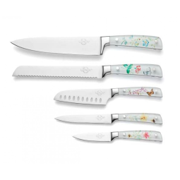 Conjunto de Facas Variadas e Bloco de Madeira, Mais Charme e Elegância para Sua Mesa com 6 Peças e Material de Carbono, Lenox 894804, Branco