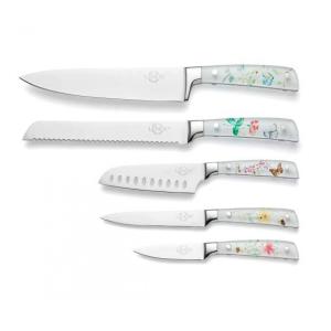 Conjunto de Facas Variadas e Bloco de Madeira, Mais Charme e Elegância para Sua Mesa com 6 Peças e Material de Carbono, Lenox 894804, Branco