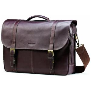 Bolsa Mensageiro de Couro Natural para Laptop, SAMSONITE 45798 1139, Marrom