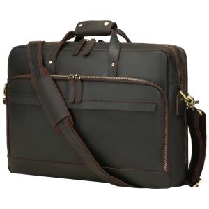 Bolsa Maleta de Couro Unissex para Laptop, UBANT, Marrom