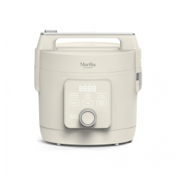 Panela Elétrica de Arroz Martha Stewart Linen White 4 Xícaras 8 Xícaras Cozidas Cerâmica Antiadesiva 9 Modos