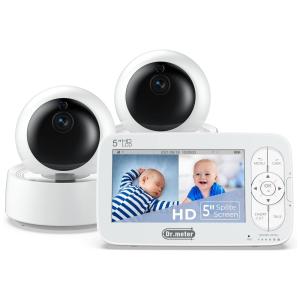 Babá Eletrônica Monitor com 2 Câmeras HD 720p e Sensor de Temperatura Alcance de 304M, DR.METER DR BM722, Branco
