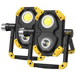 Lanterna Luz de Trabalho LED Portátil Recarregável com 3000 Lúmens 30W, SAMYOUNG 7741, Amarelo