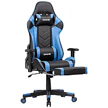 Cadeira Gamer Ergonômica Giratória Ajustável com Apoio para os Pés, e, OHAHO, Azul